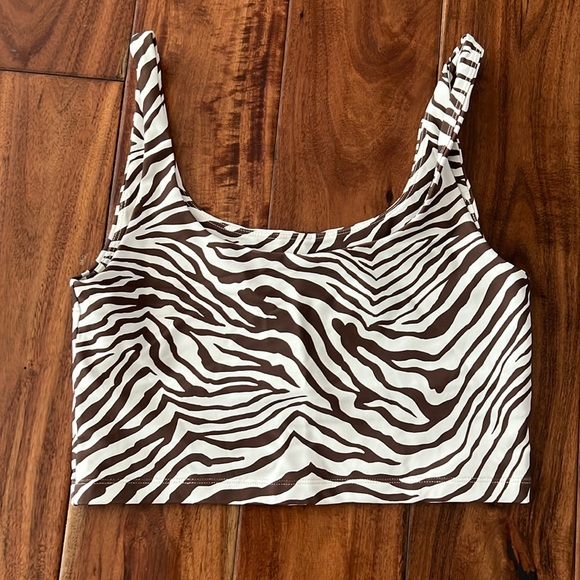 ALL ACCESS cram and brown zebra print sports Bra size Small - Picture 1 of 3